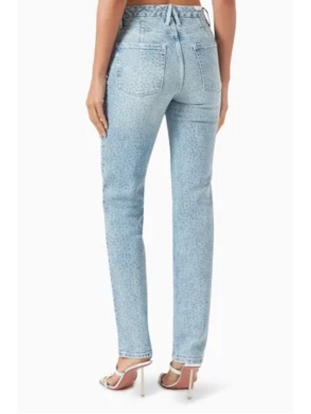 Good American Good Icon Rhinestone embellished High
Rise Straight Jeans 14